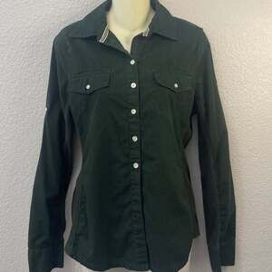 Converse One Star Women's Dark Green Long Sleeve Western Pearl Snap Shirt